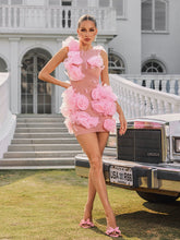 Sleeveless Flower Mesh Mini Dress