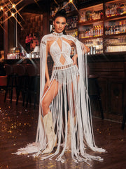 Robe de plage en maille à franges