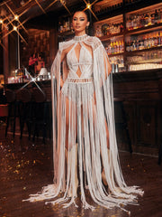 Robe de plage en maille à franges