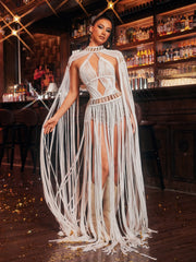 Robe de plage en maille à franges