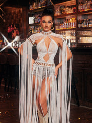 Robe de plage en maille à franges