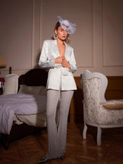 Ensemble blazer à découpe florale orné de perles