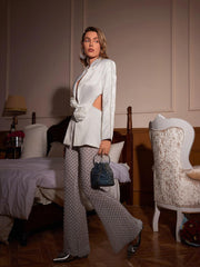 Ensemble blazer à découpe florale orné de perles