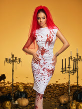 Sleeveless Blood Ruched Midi Dress