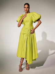Puff Sleeve Midi Dress