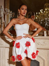 Strapless Flower Bandage Mini Dress In White