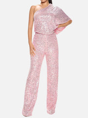 One Shoulder Sequin Jumpsuits
