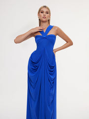 Robe longue fendue à col licou