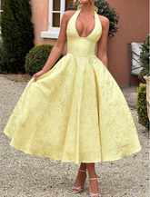 Robe jacquard jaune citron