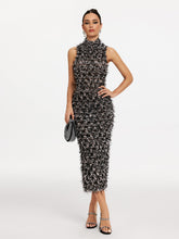 Robe midi à col montant