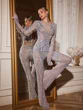 Long Sleeve Fringe Embellished Jumpsuit