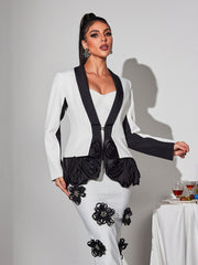 Blazer fleuri à manches longues