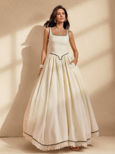 Robe longue bouffante à franges spaghetti et crinoline
