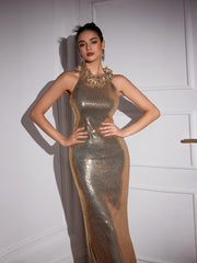 Sleeveless Flower Sequin Dress