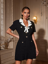 Robe midi tricotée à nœud et strass