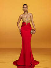 Robe longue bustier en satin à nœud