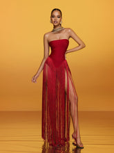 Strapless Fringe Bandage Maxi Dress