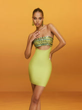 Strapless Crystal Cutout Bandage Mini Dress