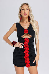 Flowers Cutout Mini Dress