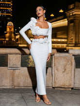 Flower Bandage Skirt Set In White