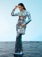 Robe maxi à découpes ornée d'acrylique