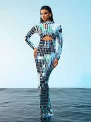 Robe maxi à découpes ornée d'acrylique