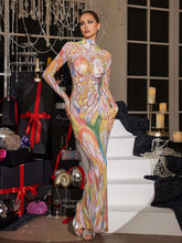 Robe longue à col roulé et strass