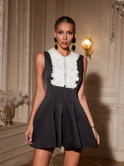 Doll Collar Lace Floral Mini Dress
