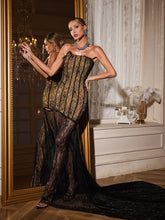 Strapless Lace Mermaid Maxi Dress