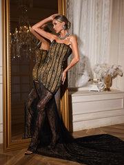 Strapless Lace Mermaid Maxi Dress