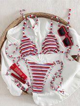 S - XL Striped Halter Bikini Two-pieces Bikini Set