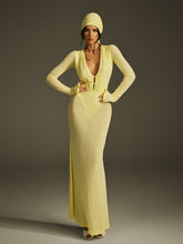 Plunge Neck Mesh Maxi Dress