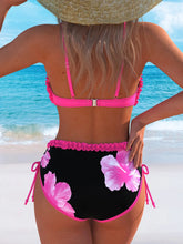 Cut Out Bikini Set Sheer Mesh Halter & Tummy Control Full Coverage Pool to Party Floral Two Piece