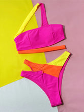 Splicing Asymmetric One Shoulder Bikini Two-pieces Bikini Set