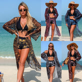 Bikini 3 Piece Set Fashion Boy & Printed Bandeau Top Matching Cover Up