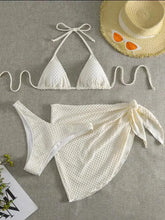 halter solid white bikini Sets three pieces with cover Swimsuit bathing suit biquini