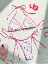 cute cherry print halter string micro bikini Sets two pieces Swimsuit bathing suit biquini