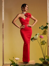 One Shoulder Flower Maxi Dress