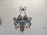 Stylish Leopard Print Backless Separated Bikini European And American Swimsuit Designwear