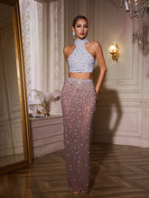 Halterneck Crystal Pearl Skirt Set