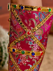 Bottes à imprimé floral et strass