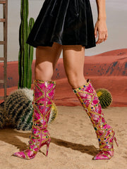 Bottes à imprimé floral et strass