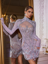 Long Sleeve Embellished Mini Dress