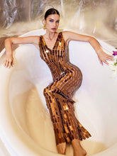 V Neck Acrylic Mesh Maxi Dress