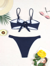 Two Pieces Strappy Bikini Set Slimming High-Cut Swimwear Trendy Triangle Top & Tie Side Bottoms