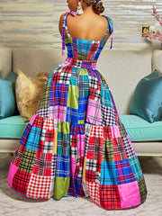 Plaid Color Block Dresses