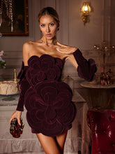 Robe en velours fleuri avec gants