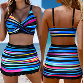 Striped Printed Bikini Set Trendy Two-Piece Swimwear Swimming Lingerie Suit