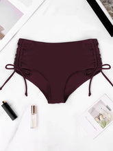 High-Waisted Thong Swimsuit of Bottom Swimming Bikini Bottom Solid-Color Lady's Side Drawstring Swimsuit