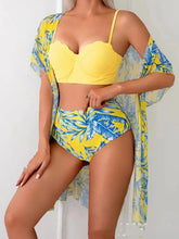Maple Leaf Bikini Set Panties Two-Piece with Sheer Cover-Up Slimming Swimwear Swimsuit